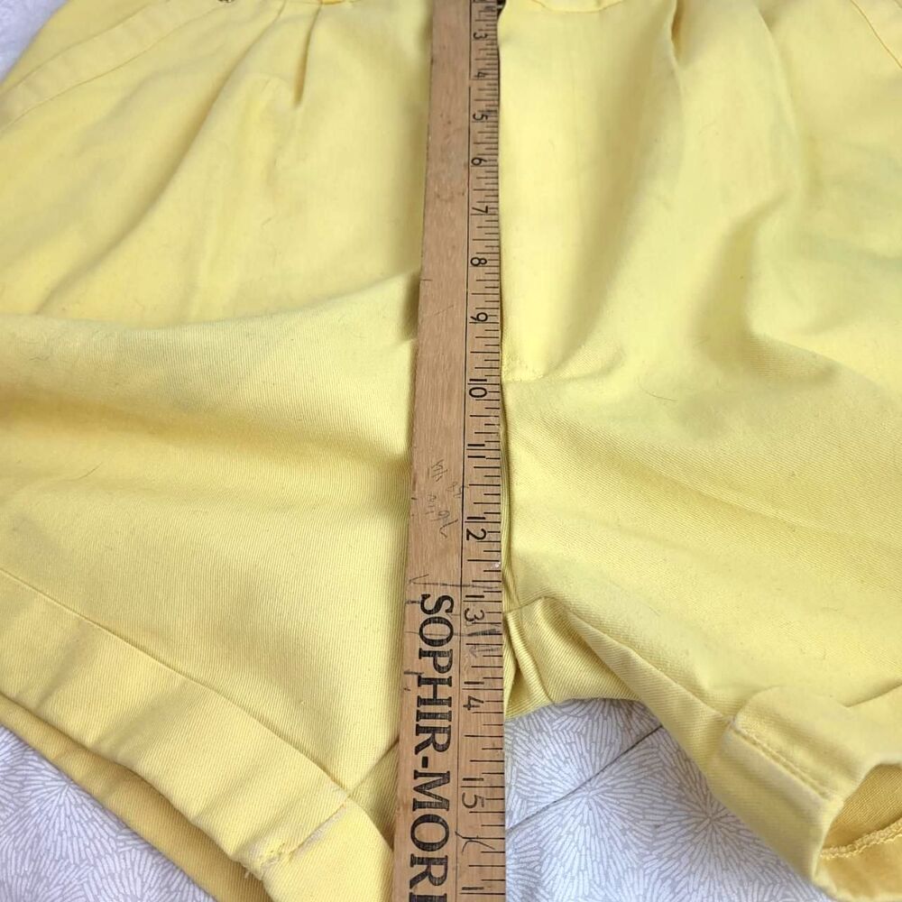 Alexida vintage yellow pleated cargo high waist cuffed shorts with pockets 6/8 - Picture 4 of 8